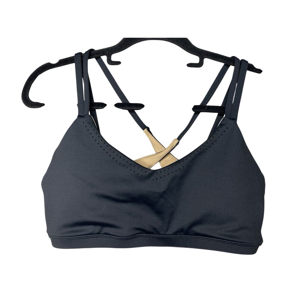 Buffbunny Sports Bra Criss Cross Back Strappy Black Athletic Top Women's XL
